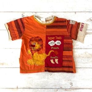 Baby Boys 18m Lion Shirt Orange Short Sleeves Top Hooligans Brand 100% Cotton